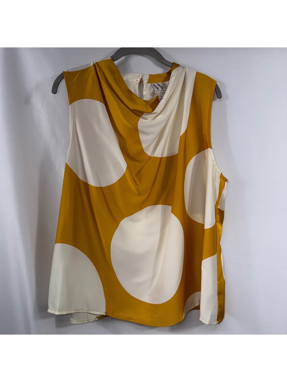 Worthington XL Mustard Polka Dot Cowl Neck Blouse